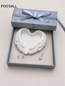 White Angel Wings Jewelry Trinket Dish, 3D Printed Non-Slip Tray For Vanity Sink Countertop, Aesthetic Home Office Desktop Decor - White - View 5