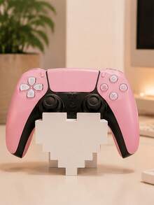 1Pc Vintage Heart Pixel Game Controller Stand, Pink & White, Non‑Slip Stable Base, Desktop Decor Accessory, Stand Only, Compatible With Game Controller - Multicolor - View 4