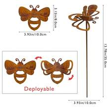 Rustic Wrought Iron Insect Garden Stake, Vintage Dragonfly Butterfly Bee Sculpture, Decorative Yard Art For Lawn, Terrace, Courtyard Outdoor Landscape - insect - View 10