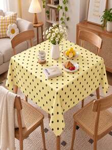 Joivida One Yellow Polka Dot Tablecloth, Made Of Peach Velvet Material, Easy To Clean, Suitable For Kitchen And Dining Room Decoration, Suitable For Parties, Picnics, Home Decorations, With A Bright Style, Durable Fabric, Movable Fabric, Party Tableware - Yellow polka dot - View 5