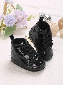 SHEIN Fashion Versatile Spring And Autumn 0-1 Years Old Versatile Fashion Baby Soft Sole Sneakers Children's Fun Cute - Black - View 1