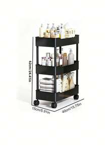 1Pc Small Cart With Seam Storage Rack, Movable Floor Small Cart, Multi-Layer Kitchen, Vegetable, Bathroom, Narrow Edge Storage Rack. - Multicolor - View 3