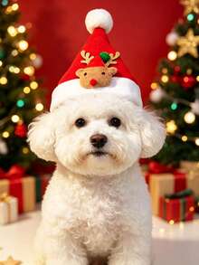 PETSIN قبعة عيد الميلاد للحيوانات الأليفة، قبعة عيد الميلاد القابلة للتعديل، مع ديكورات لطيفة، مادة ناعمة، إكسسوار تنكري للعطلات مناسب للكلاب الصغيرة والمتوسطة الحجم، دعامة صور حفلة عيد الميلاد - متعدد الألوان - مشاهدة 9