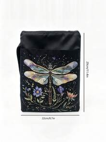 1PC Durable Polyester Zipper Book Sleeve With Outer Pocket Hand Strap Vintage Dragonfly Floral Print Book Pouch Protector Cover For Paperback Book Tablet Stationery Storage For Home Office Travel Book Lovers Gift Aesthetic Book Accessories - Single Piece - View 5
