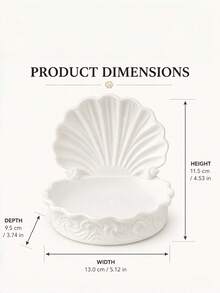 3D Printed Pearl White Shell Trinket Tray, Open Shell Ring Holder, Coastal Aesthetic Vanity Decor For Bedroom Bathroom Bookshelf, Gift For Women - White - View 3