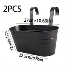 4PCS Black Metal Plant Hanging Pots, Suitable For Balcony, Garden, Wall Decor, Used For Succulent, Small Flowers Like Petunia, Zinnia - Hanging basin - View 10