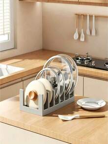 Multi Functional Plastic Kitchen Pot Lid Rack Cutting Board Holder Countertop Space Saving Organizer For Kitchen Utensils - Multicolor-upgraded - View 3