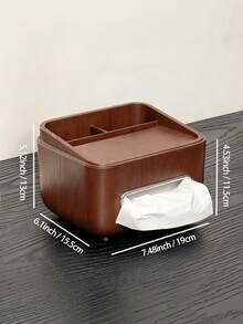 1PC Multifunctional Tissue Box Napkin Dispenser With Pen Stand And Storage Rack Remote Control Organizer For Living Room Bedroom Bathroom Dining Room Coffee Table Office Desk Easter Christmas Holiday Home Essential Must Have - Black walnut - View 2