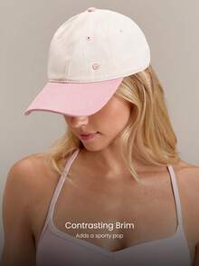 GLOWMODE No Bad Hair Days Embroidered Baseball Cap With Contrast Brim & Adjustable Back Strap Daily Casual Outdoor Fall Winter Wear - Pink white - View 3