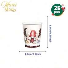Muroi Mono 25/100件一次性派對用品，包含一次性紙盤、餐巾紙、杯子，適用於甜點服務、派對裝飾、各種活動與聚會，包含聖誕節 - 款式5 - 查看 9