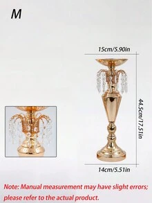 1件金色金屬燭台，附水晶吊飾，高款桌面中心裝飾花瓶架，婚禮宴會餐桌裝飾，3種尺寸可選：小號、中號、大號 - F - 查看 5