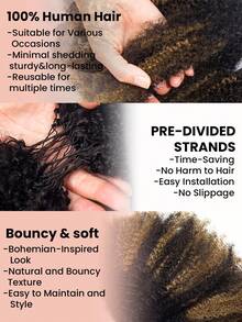 Boho Braids Highlight 棕色 Afro 捲曲 Miracle Knots 100% 真人髮 45 股/包 隱形預分束羽毛鉤編真人髮接髮 - SNATURAL/30 - 查看 5