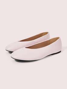 CUCCOO DOLLMOD Women's Shoes, Pink Texture, Simple Round Toe Flat Ballet Shoes, Suitable For Daily Commuting And Leisure Fall Shoes - Baby Pink - View 2