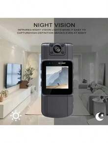 1 Kamera Tubuh Mini Cerdas yang Dapat Dipakai, Resolusi Full HD 1080P, Lensa yang Dapat Diputar 180 Derajat, Fungsi Penglihatan Malam, Layar IPS, Fungsi Pengisian Daya USB, Sudut Pandang Lebar 180 Derajat, Desain Klip Kerah, Cocok untuk Perjalanan, Bersepeda, - Hitam - View 6
