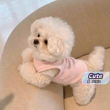 1pc Pet Vest Shirt, Cute Macaron Sleeveless Top, Solid Color, Soft & Breathable, Suitable For Teddy, Pomeranian, Bichon Frise, Small Dogs & Cats,Pink, Spring/Summer - Pink - View 1