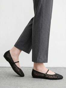 CUCCOO BIZCHIC Women's Flower Embroidered People's Flower Mesh Flats, Comfortable And Breathable Adjustable Buckle Design, Versatile Shoes For Daily Travel - Black 1 - View 4