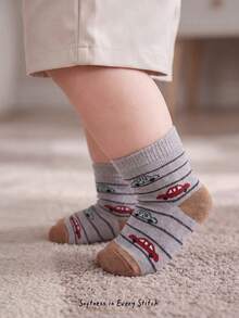 Cozy Pixies 5 Pairs Of Baby Socks, Car Socks, Colored Striped Socks, Morandi Color Children's Socks, Baby Cute Versatile Travel Socks - Multicolor - View 2