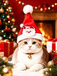 PETSIN قبعة عيد الميلاد للحيوانات الأليفة، قبعة عيد الميلاد القابلة للتعديل، مع ديكورات لطيفة، مادة ناعمة، إكسسوار تنكري للعطلات مناسب للكلاب الصغيرة والمتوسطة الحجم، دعامة صور حفلة عيد الميلاد - متعدد الألوان - مشاهدة 11