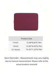 1pc Laptop Sleeve Bag, Fits 11/13//15/16 Inch Notebooks - Ultra Slim Protective Case, Soft Lining, Universal Size - Compatible With Air Pro Essential, Xps Protector, Hp Pavilion Cover, Swift Shield, Zenbook Guard, Essential For Office - Burgundy - View 2
