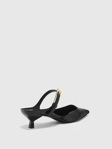 CUCCOO BIZCHIC Women's Pointed Toe Black Kitten Heel Pumps, Versatile Daily Work Commute High Heel Slip-On Shoes Kitten Heels Fall Shoes - Black stone pattern - View 7