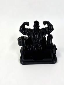 1PC 3D Printed Muscle Man Fitness Bodybuilder Sculpture Business Card Holder Desktop Organizer Stand Black Luxury Office Decor Gift For Men Gym Reception Desk Storage Rack - A - View 4