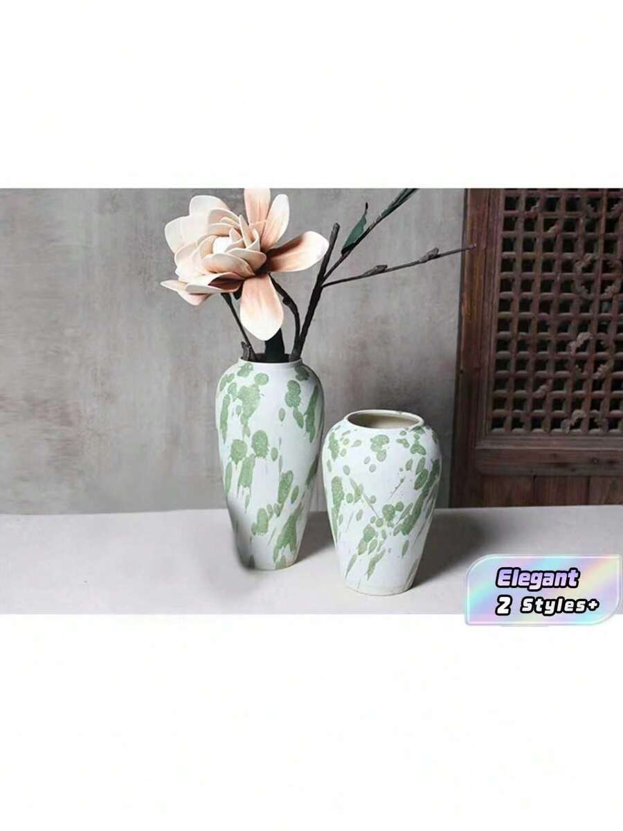 Handmade Chinese Style Vase Decor, New Chinese Retro Ceramic Thick Pottery Large Flower Pot - Flowerpot - View 1
