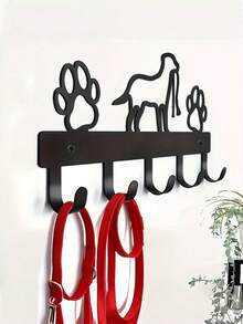 1PC Medium Size Iron Paw Shape Wall Hooks Multifunctional Pet Leash Collar Key Holder Hanging Rack Decorative Storage Organizer For Entryway Hallway Bedroom Bathroom Kitchen Home Pet Accessories And Daily Storage Wall Decor - View 6