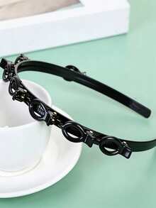 BestieMix 4/1pc Women's Black Coffee Colored Shiny Surface Simple Solid Color Headband Fashionable And Versatile High-End Temperament Hair Accessory - Multicolor - View 5
