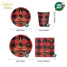 Muroi Mono 25/100 Pieces Of Disposable Party Supplies, Including Disposable Paper Plates, Napkins, Cups, Suitable For Dessert Service, Party Decorations, Various Events, And Gatherings, Including Christmas. - Style 4 - View 10
