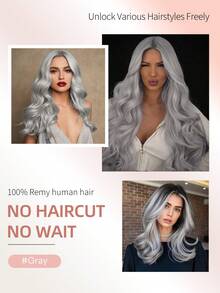 50 Strands Microlink Hair Extensions Human Hair, Silver Gray Micro Loop Design, Silky Straight Micro Bead Texture, Premium Healthy Remy Hair, Easy To Install, Ideal For Women Daily Styling, Hair Volume Boosting And Halloween Cosplay Occasions - SSilver Gray - View 10