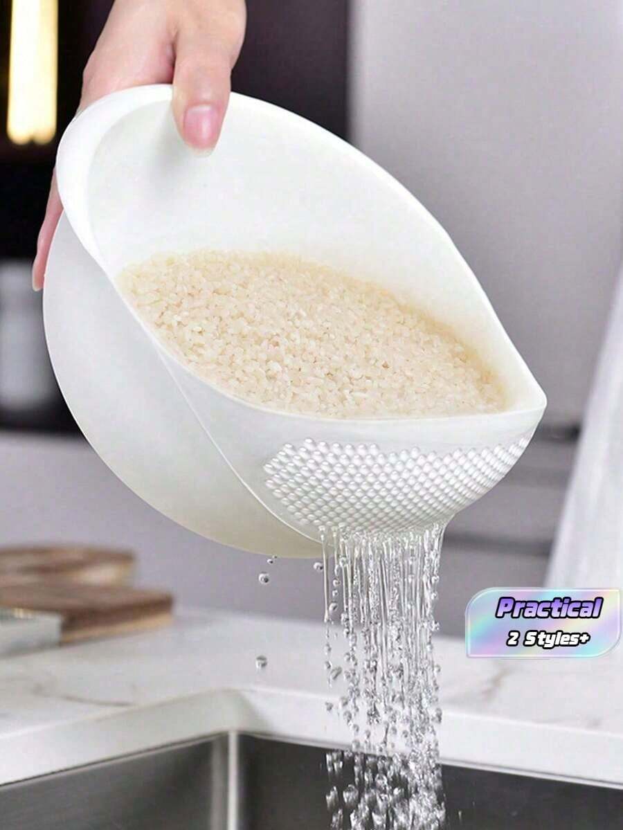 1pc Plastic Drain Basket, Water Filter Basket, Rice Washing Basket, Washing Basin, Drain Basket, Handled Fruit Plate, Household Kitchen Filtering Tool - Multicolor - View 1