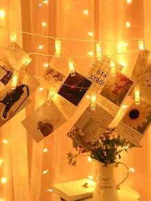 Teckwe Lampu Hias LED Klip Foto untuk Dekorasi Rumah Dalam Ruangan Bertenaga Baterai, Lampu Hias Gantung Foto untuk Kamar Anak Perempuan, Lampu Hias LED Klip Foto untuk Dekorasi Natal, Lampu Pajangan Foto untuk Pesta Pernikahan, Lampu Hias Klip Gantung Kartu Foto - MultiWarna - View 14