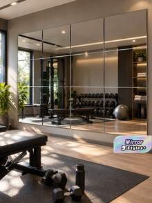 4/8/12pcs Classic Square Wall Mirror Tiles, Easy To Adhere Install, Frameless Full-Body Mirror, Suitable For Bedroom, Home Gym, Dorm Decor, Modern Aesthetic, Decorative Wall Mirror - Multicolor - View 1