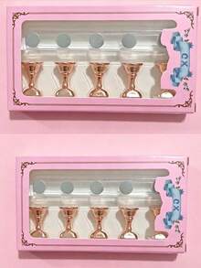 Y2k 12-Piece Gold Pink Nail Art Display Set, Includes 2 Acrylic Base And 10 Training Holders, Suitable For Nail Art Display, Training, And Diy Home Nail Art For Beginners - Multicolor - View 9