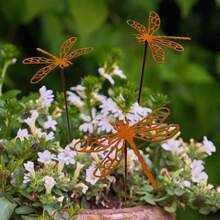 Rustic Wrought Iron Insect Garden Stake, Vintage Dragonfly Butterfly Bee Sculpture, Decorative Yard Art For Lawn, Terrace, Courtyard Outdoor Landscape - insect - View 4