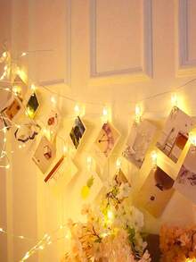 Teckwe Lampu Hias LED Klip Foto untuk Dekorasi Rumah Dalam Ruangan Bertenaga Baterai, Lampu Hias Gantung Foto untuk Kamar Anak Perempuan, Lampu Hias LED Klip Foto untuk Dekorasi Natal, Lampu Pajangan Foto untuk Pesta Pernikahan, Lampu Hias Klip Gantung Kartu Foto - MultiWarna - View 10