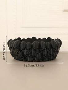 1PC Standard Size Gothic Skull Edge Storage Bowl Desktop Jewelry Key Organizer Or Succulent Planter Dark Vintage Style Multi Use Compact Sturdy Non Slip Base For Vanity Dresser Entryway Office Living Room Bedroom Home Decor Essential - A - View 2