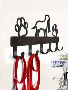 1PC Medium Size Iron Paw Shape Wall Hooks Multifunctional Pet Leash Collar Key Holder Hanging Rack Decorative Storage Organizer For Entryway Hallway Bedroom Bathroom Kitchen Home Pet Accessories And Daily Storage Wall Decor - View 1