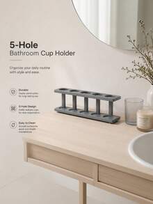 1PC Multi Slot Drainage Quick Dry Space Saving Modern Toothbrush Holder Organizer Stand Rack With Toothpaste Shelf For Electric Toothbrush Bathroom Vanity Countertop Dressing Table Hotel Dorm Home Christmas Birthday Gift Must Have - Grey - View 3