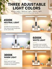 Dual‑Head LED Desk Lamp With Pen Holder Digital Clock Temperature Display Foldable Rechargeable Study Reading Table Lamp Home Office Dorm Decor - multicolor - View 4