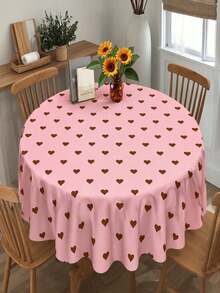 Joivida One Pink Heart Tablecloth, Made Of Peach Velvet Material, Easy To Clean For Kitchen And Dining Room Decoration, Suitable For Parties, Picnics, Home Decorations, With A Bright Style, Durable Fabric, Movable Fabric, Party Tableware - Pink love - View 8