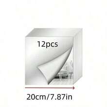 4/8/12pcs Classic Square Wall Mirror Tiles, Easy To Adhere Install, Frameless Full-Body Mirror, Suitable For Bedroom, Home Gym, Dorm Decor, Modern Aesthetic, Decorative Wall Mirror - Multicolor - View 18