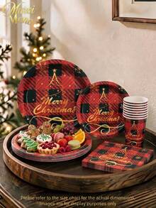 Muroi Mono 25/100 Pieces Of Disposable Party Supplies, Including Disposable Paper Plates, Napkins, Cups, Suitable For Dessert Service, Party Decorations, Various Events, And Gatherings, Including Christmas. - Style 4 - View 1