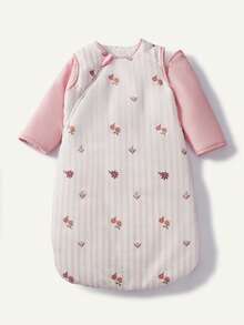 Cozy Pixies 1 Piece Baby Sleeping Bag, Thick Striped Flower Cute Sleeping Bag, Two Ways To Wear, Removable Sleeves To Wear - Multicolor - View 3