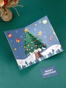 3D Pop‑Up Christmas Greeting Card, Cartoon Christmas Tree Message Card, Christmas Eve Gift, Corporate Blessing Card - multicolor - View 2