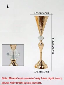 1件金色錘紋金屬錐形花瓶，高腳杯花架附水晶裝飾，婚禮桌面中心裝飾，3種尺寸可選：小號、中號、大號 - H - 查看 5