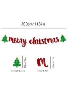 1pc Merry Christmas Party Banner Santa Tree Bunting Hanging Flag For Festival Background Decor Must Have Accessory - multicolor - View 7