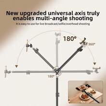 Teckwe Adjustable Floor Tripod With Rotating Telescopic Arm And Phone Holder, Featuring Height-Adjustable Extension And Telescopic Mechanism, Portable And Easy To Store. Suitable For Smartphone Photography, Live Streaming, Video Recording - 74inch - View 6