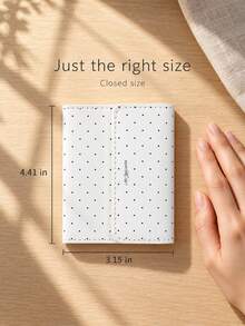 Haus Hana Polka‑Dot Faux‑Leather M5 Tri‑Fold Notebook, Stylish Magnetic Portable Pocket Journal For Student Note‑Taking - multicolor - View 6