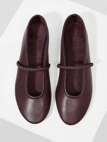 MOTF PREMIUM LADIES MARY JANE BALLET FLATS, SIMPLE, LIGHT, COMFORTABLE AND CASUAL, SUITABLE FOR DAILY/OFFICE WEAR - Coffee Brown - View 1